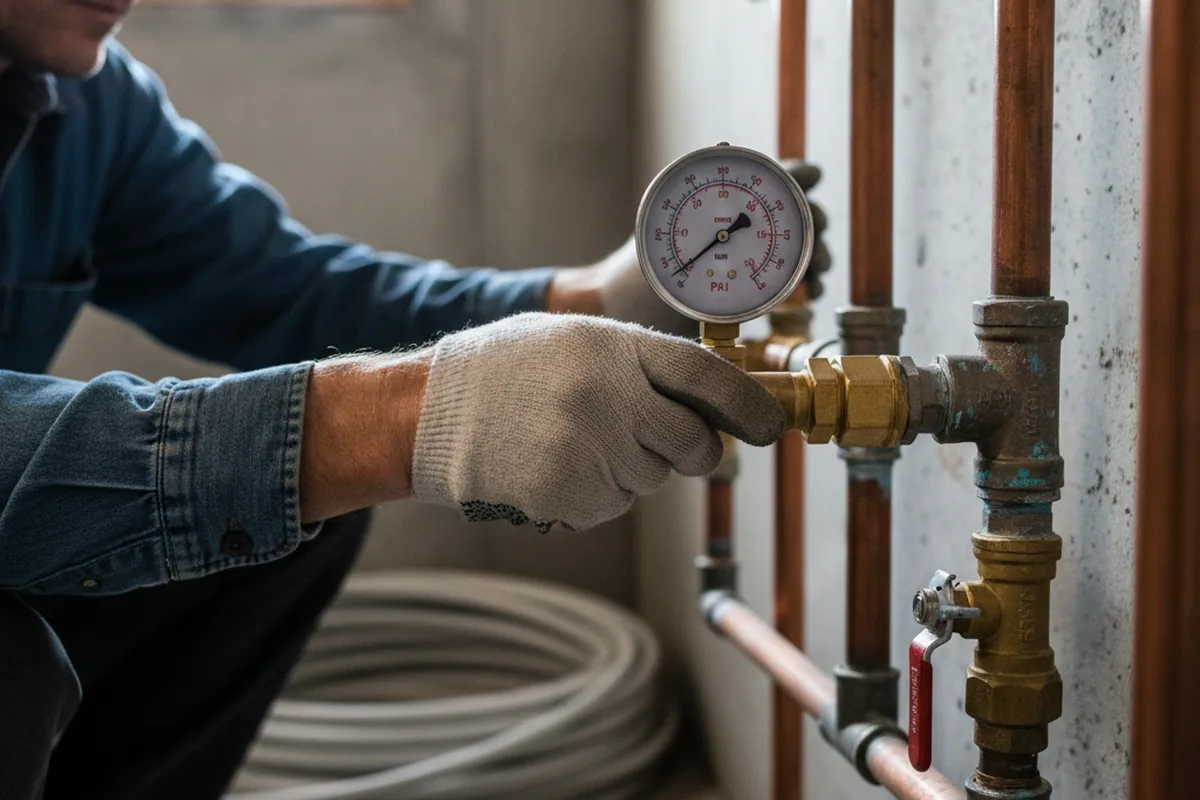 Pressure testing a repaired line during Water Line Repair in Sumterville